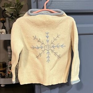 Baby GAP Cream Turtleneck Sweater with Blue Snowflake